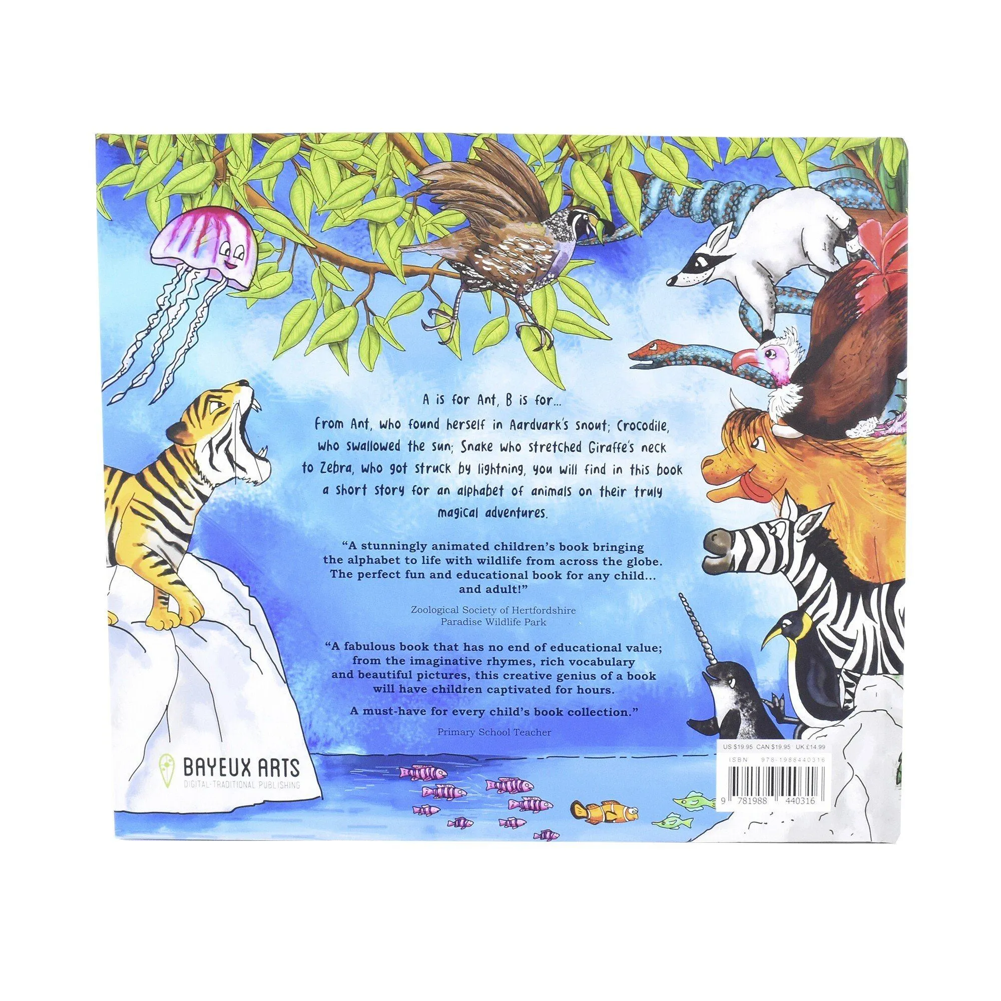 Animalphabetical Adventures Children Book Language learning tool for pre-schoolers by Kinga White – Ages 5-7 - Hardback