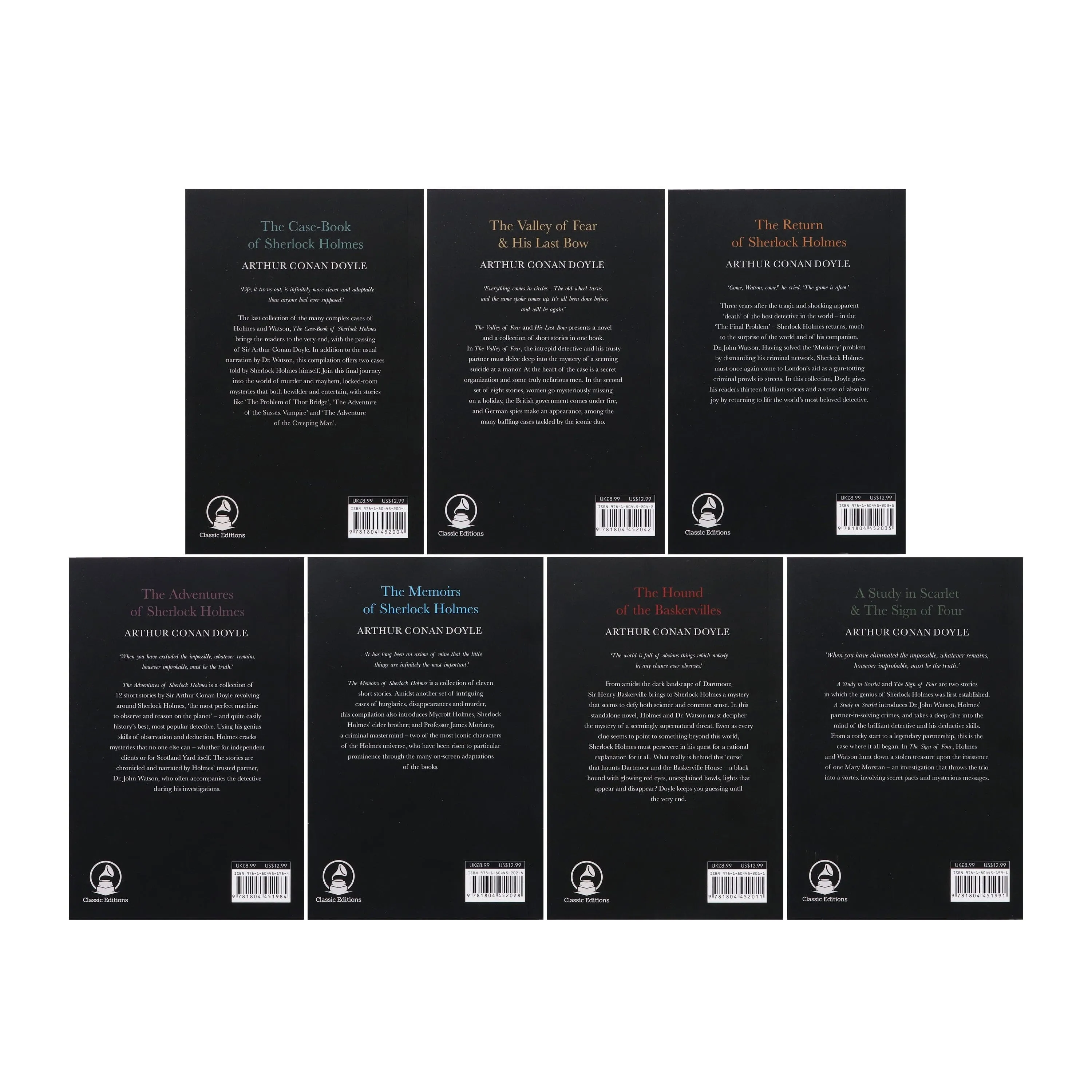 Complete Collection of Sherlock Holmes by Arthur Conan Doyle 7 Books Box Set - Fiction - Paperback