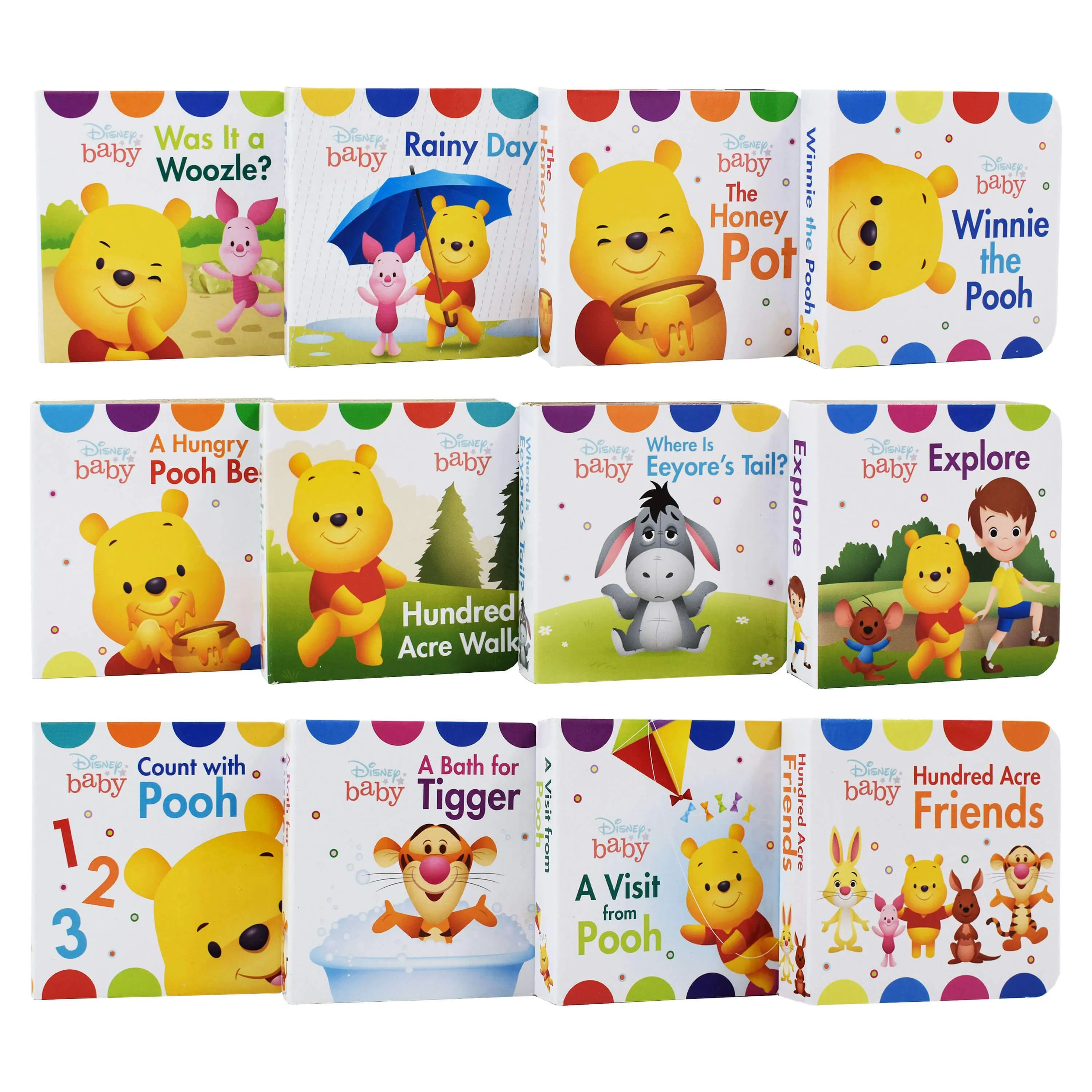 Disney Baby Winnie the Pooh - My First Library Board Book Block 12 Book Set - Ages 0-5 - Board Book